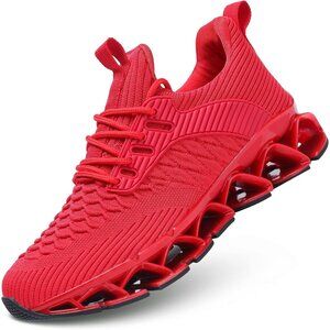 Women's Red Slip-On Walking Running Shoes Blade Sneakers Non-Slip Comfort Shoes